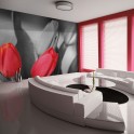 Fotomurale - Tulipani rossi su sfondo bianco e nero